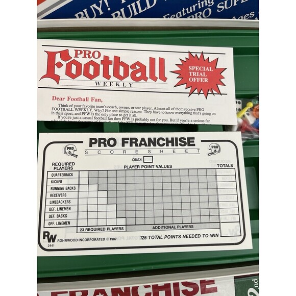 Vintage 1989 NFL Pro Football Franchise Board Game Rohrwood Enterprise Complete - Picture 6 of 15